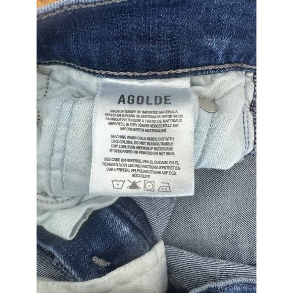 AGOLDE Sophie Mid Rise Skinny Size 28 Crop Ankle Raw Hem Jeans - Picture 10 of 12